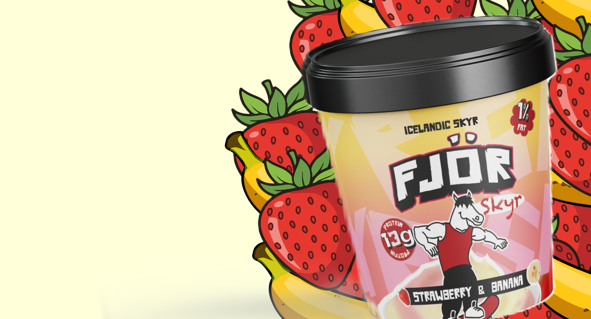 Fjör High Protein Skyr - Strawberry Banana Flavor